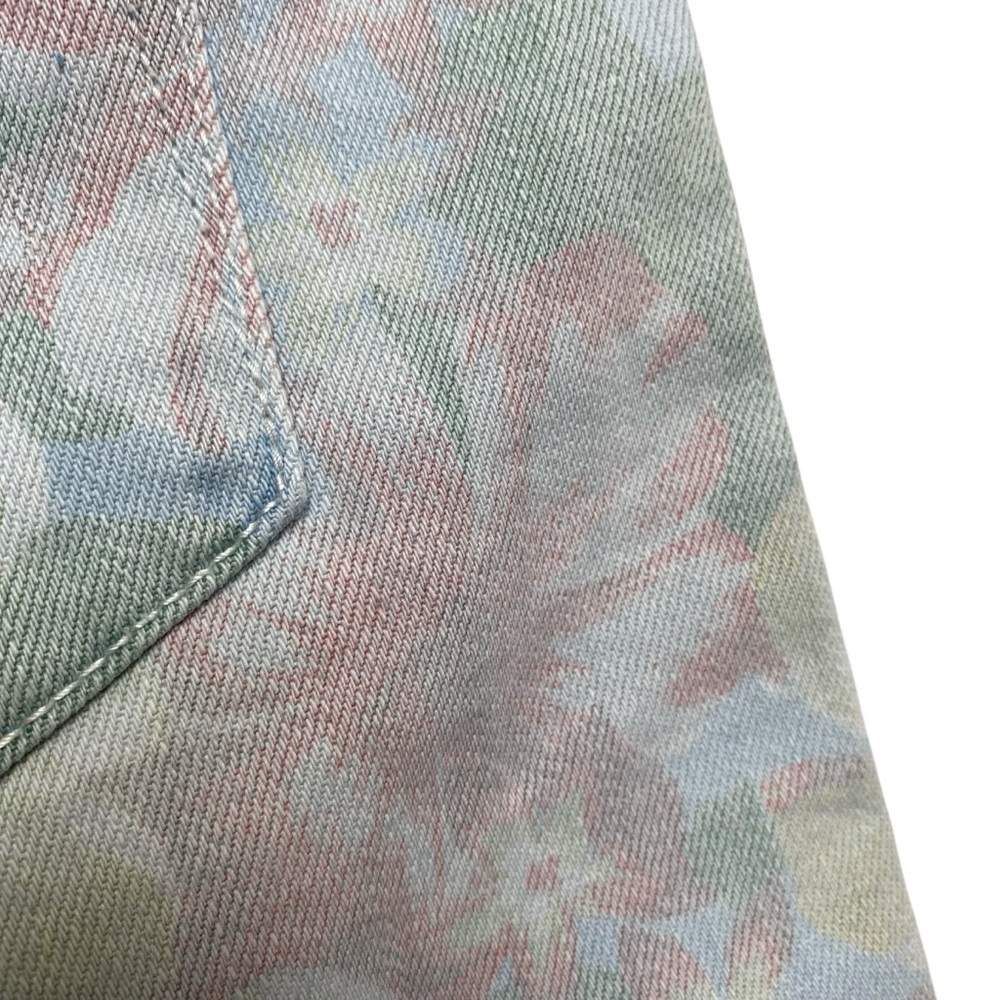 Aerie Floral Denim Shorts Blue Drawstring Elastic Waist Frayed Small - Picture 10 of 12
